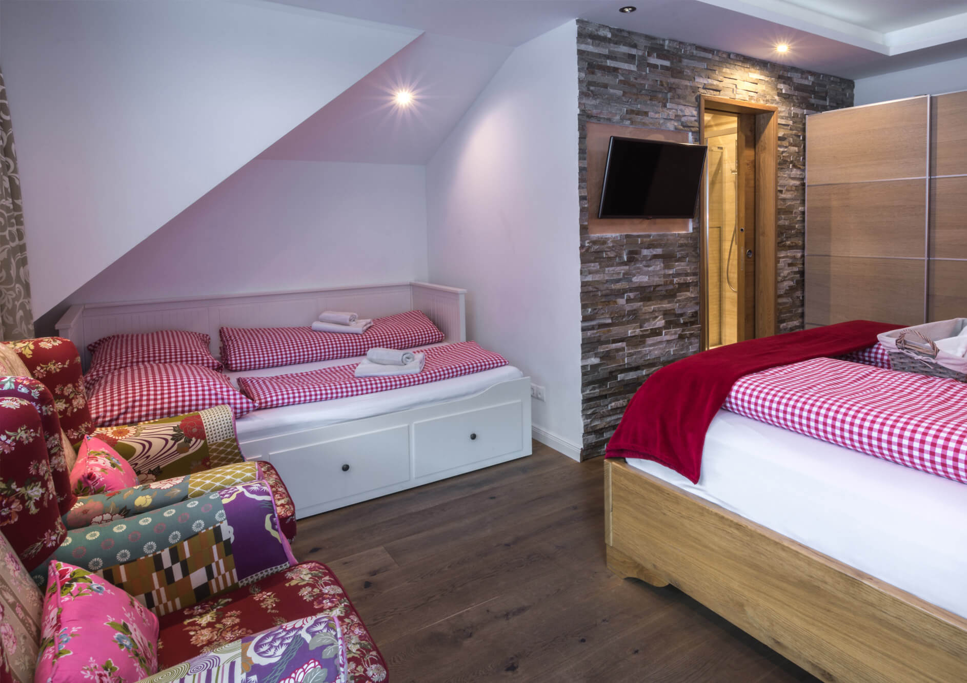 Betten im Deluxe Familienzimmer
